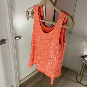 J. Crew Bright Coral Sequin Tank Top